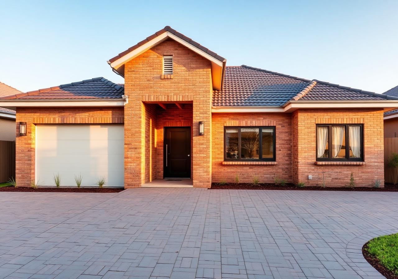 Completed face-brick family home with paved driveway
